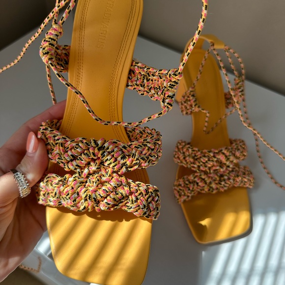 Stradivarius Orange Lace Up Heels, brand new! - Picture 3 of 4